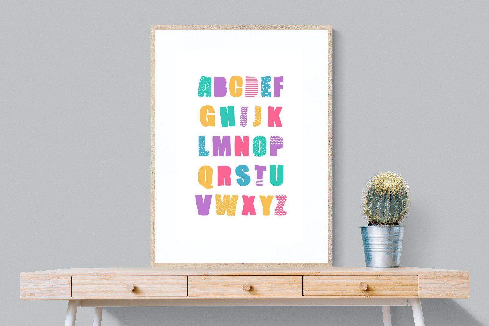 Alphabet-Wall_Art-75 x 100cm-Framed Print-Wood-Pixalot