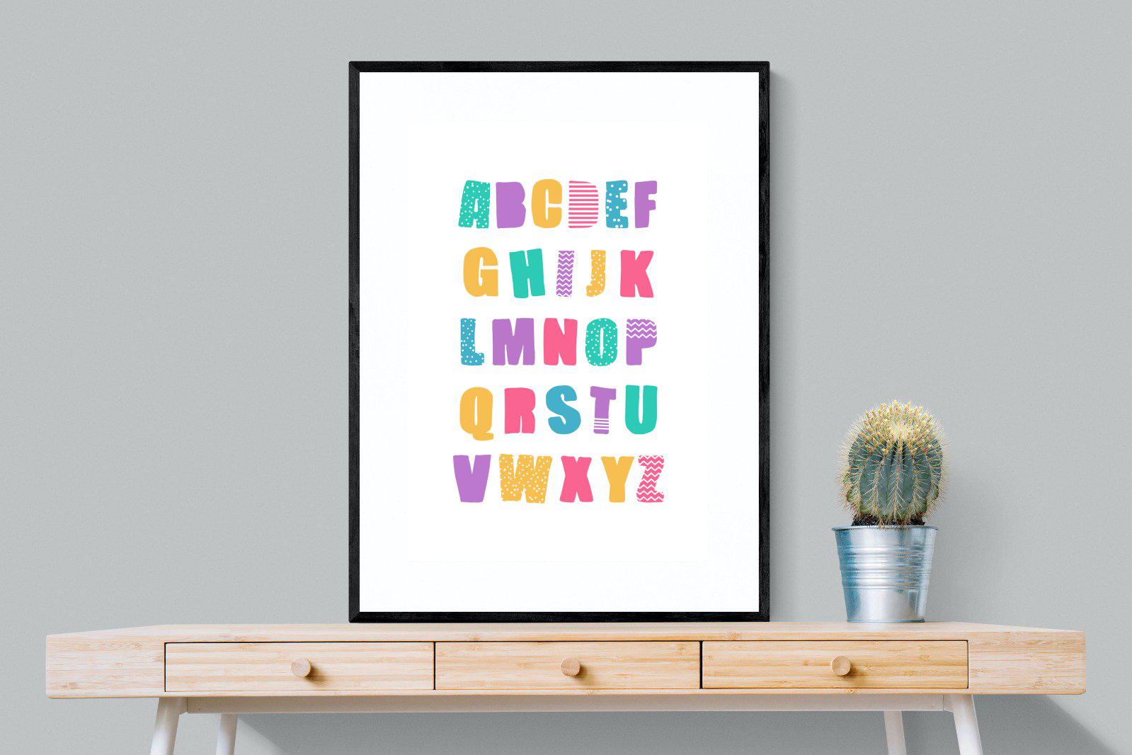 Alphabet-Wall_Art-75 x 100cm-Framed Print-Black-Pixalot