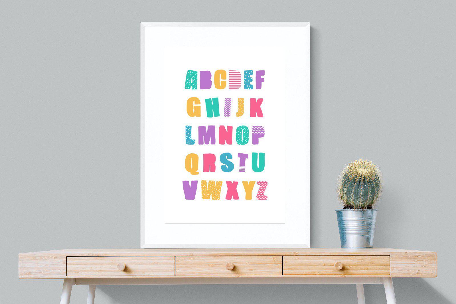 Alphabet-Wall_Art-75 x 100cm-Framed Print-White-Pixalot
