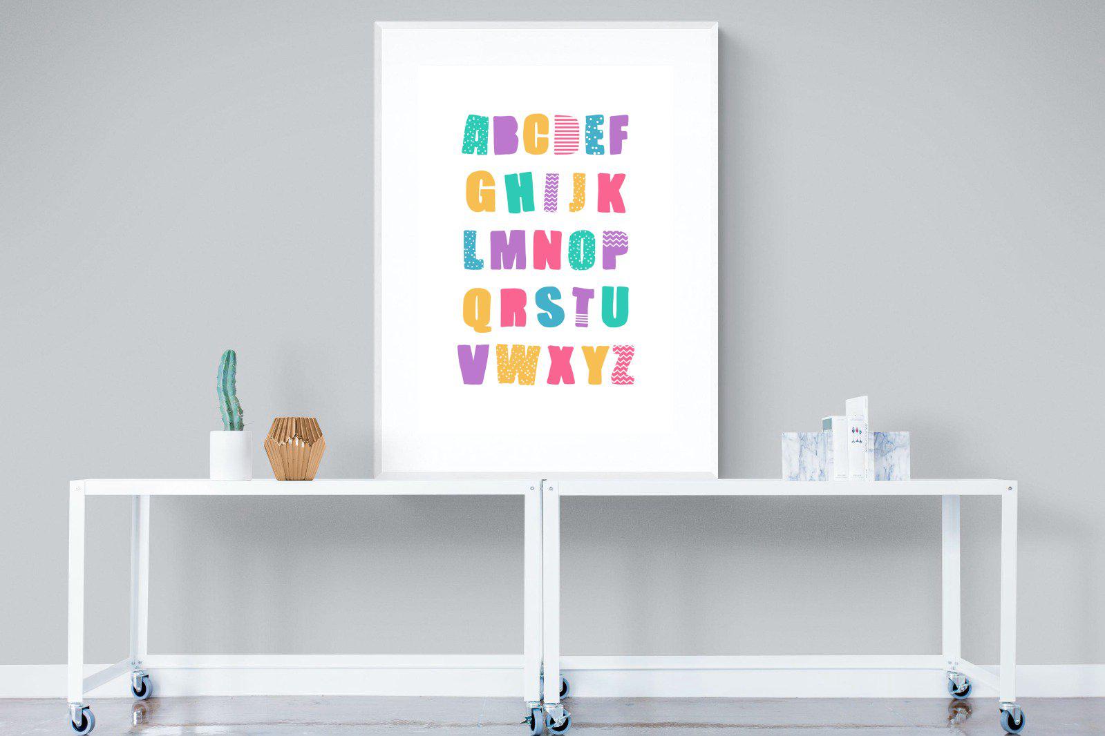 Alphabet-Wall_Art-90 x 120cm-Framed Print-White-Pixalot