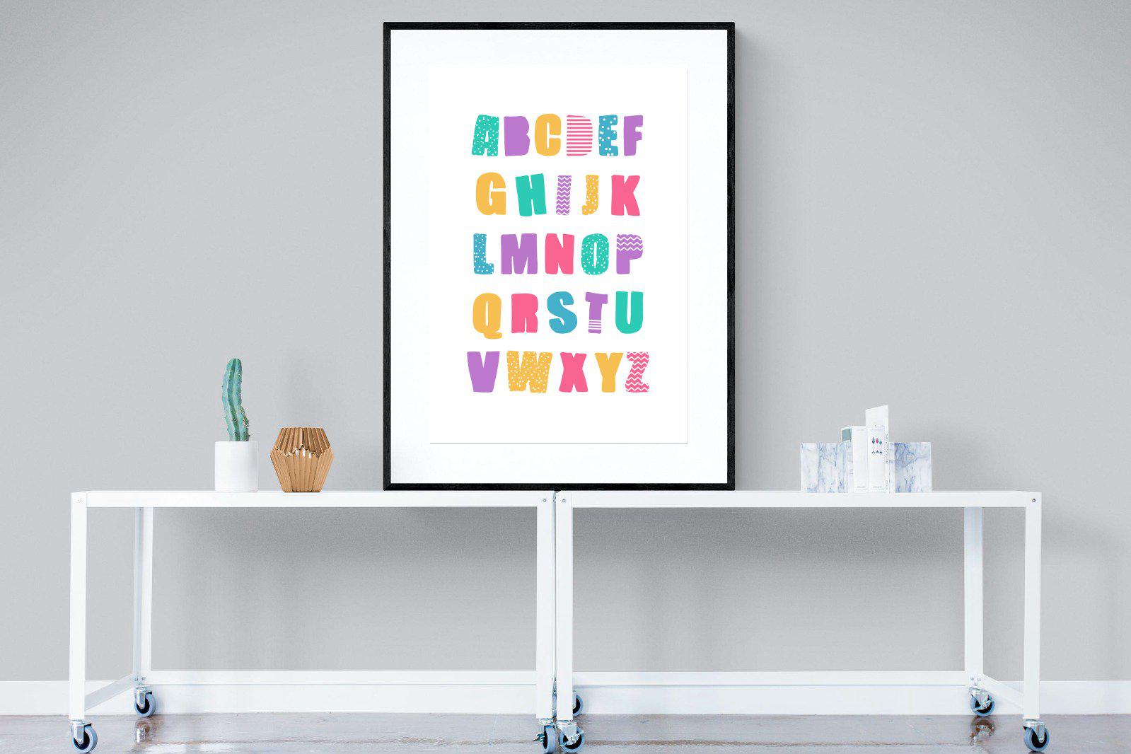 Alphabet-Wall_Art-90 x 120cm-Framed Print-Black-Pixalot