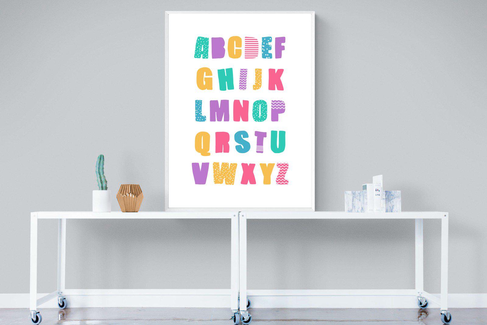 Alphabet-Wall_Art-90 x 120cm-Mounted Canvas-White-Pixalot