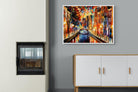 Amsterdam Night Canal-Wall_Art-100 x 75cm-Mounted Canvas-White-Pixalot