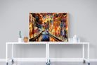 Amsterdam Night Canal-Wall_Art-120 x 90cm-Mounted Canvas-Wood-Pixalot