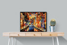 Amsterdam Night Canal-Wall_Art-80 x 60cm-Mounted Canvas-Black-Pixalot