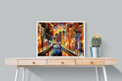 Amsterdam Night Canal-Wall_Art-80 x 60cm-Mounted Canvas-White-Pixalot