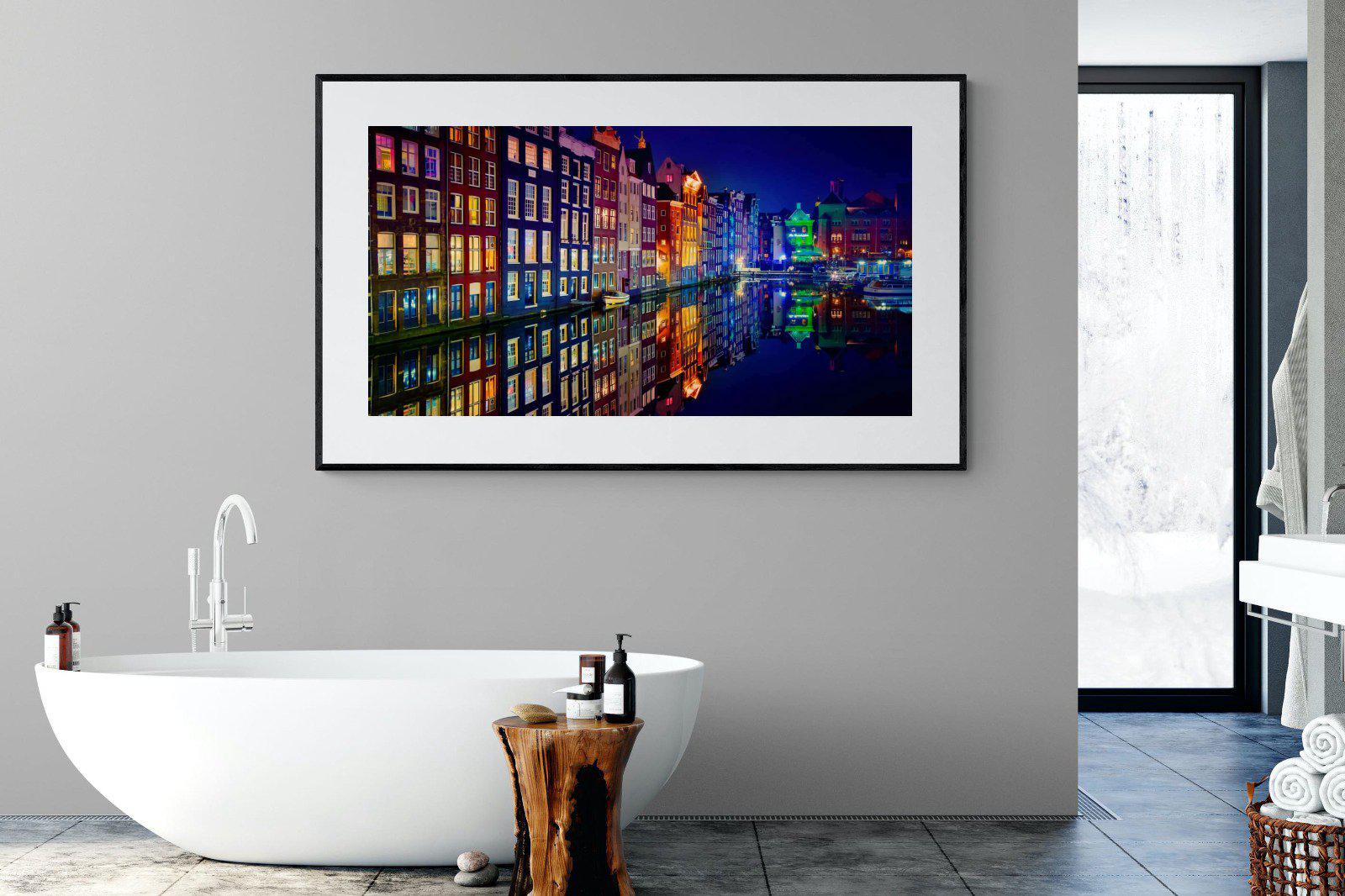 Amsterdam Night-Wall_Art-180 x 110cm-Framed Print-Black-Pixalot