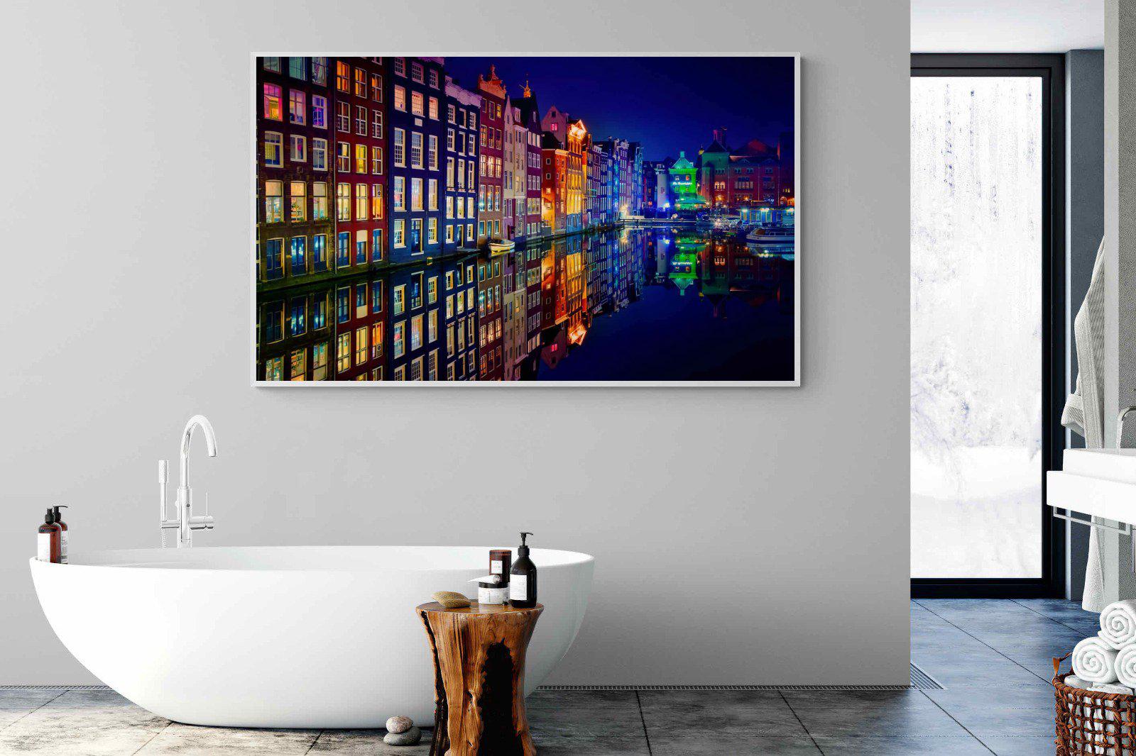 Amsterdam Night-Wall_Art-180 x 110cm-Mounted Canvas-White-Pixalot