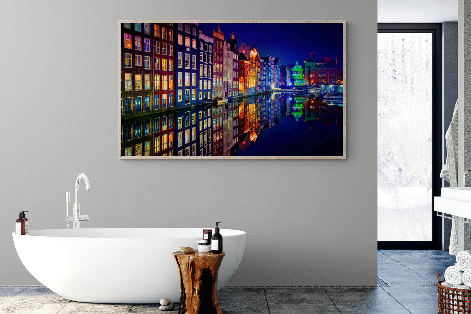 Amsterdam Night-Wall_Art-180 x 110cm-Mounted Canvas-Wood-Pixalot