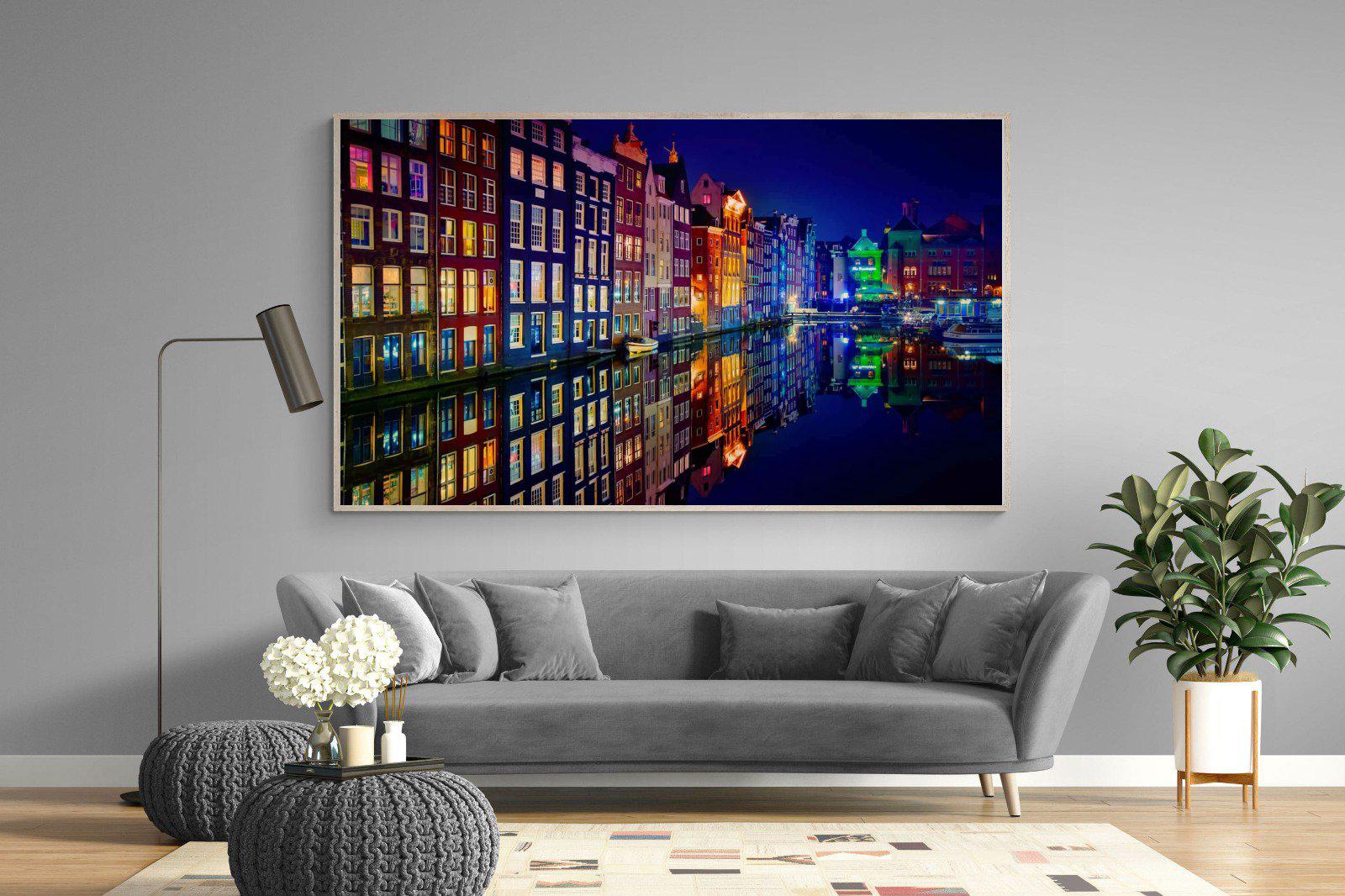 Amsterdam Night-Wall_Art-220 x 130cm-Mounted Canvas-Wood-Pixalot