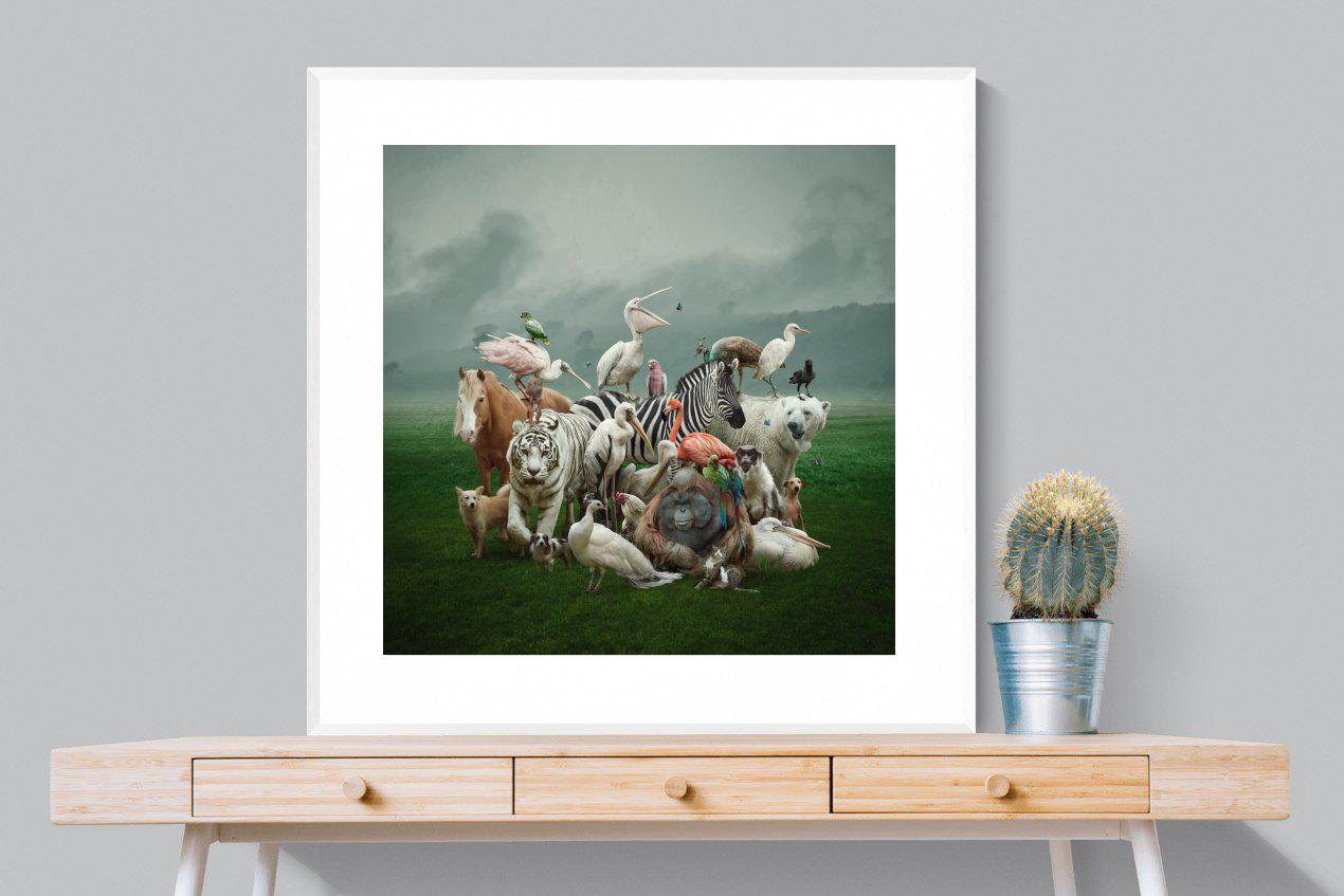 Animal Kingdom-Wall_Art-100 x 100cm-Framed Print-White-Pixalot