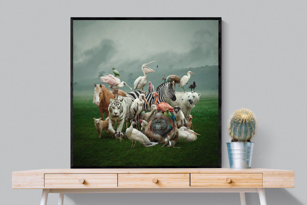 Animal Kingdom-Wall_Art-100 x 100cm-Mounted Canvas-Black-Pixalot