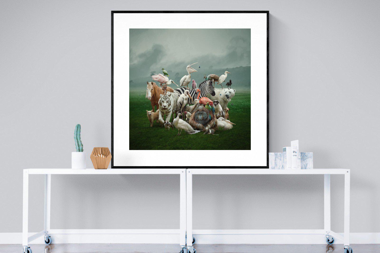 Animal Kingdom-Wall_Art-120 x 120cm-Framed Print-Black-Pixalot