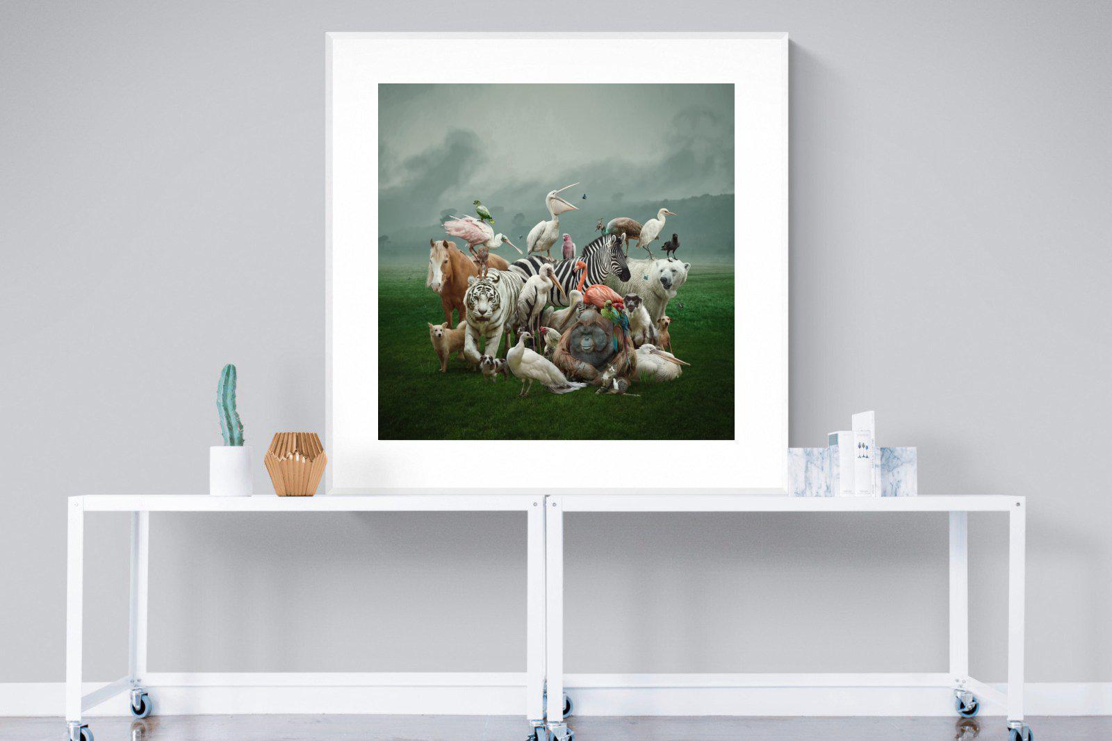 Animal Kingdom-Wall_Art-120 x 120cm-Framed Print-White-Pixalot