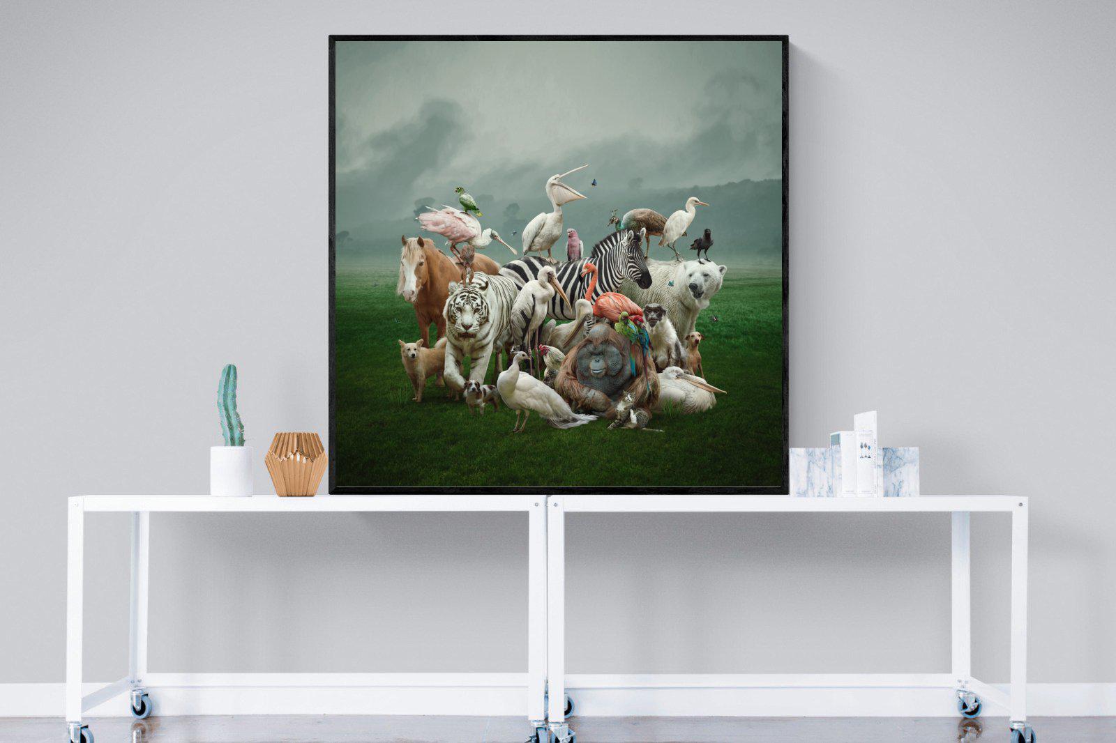 Animal Kingdom-Wall_Art-120 x 120cm-Mounted Canvas-Black-Pixalot
