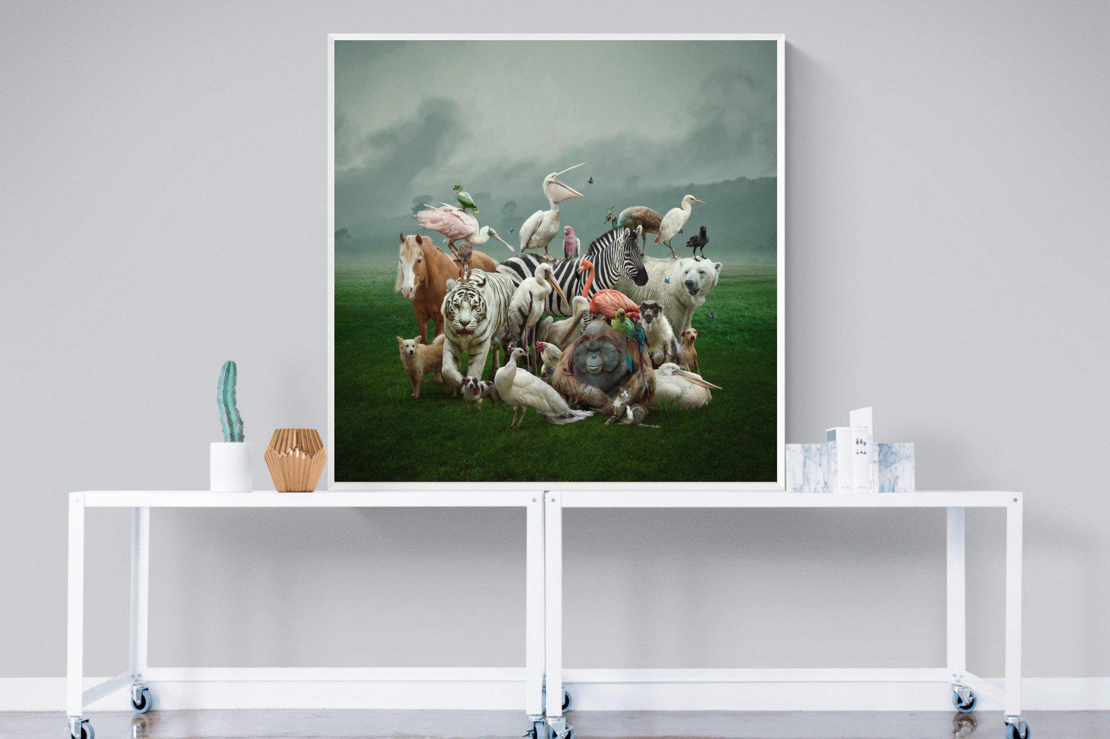 Animal Kingdom-Wall_Art-120 x 120cm-Mounted Canvas-White-Pixalot