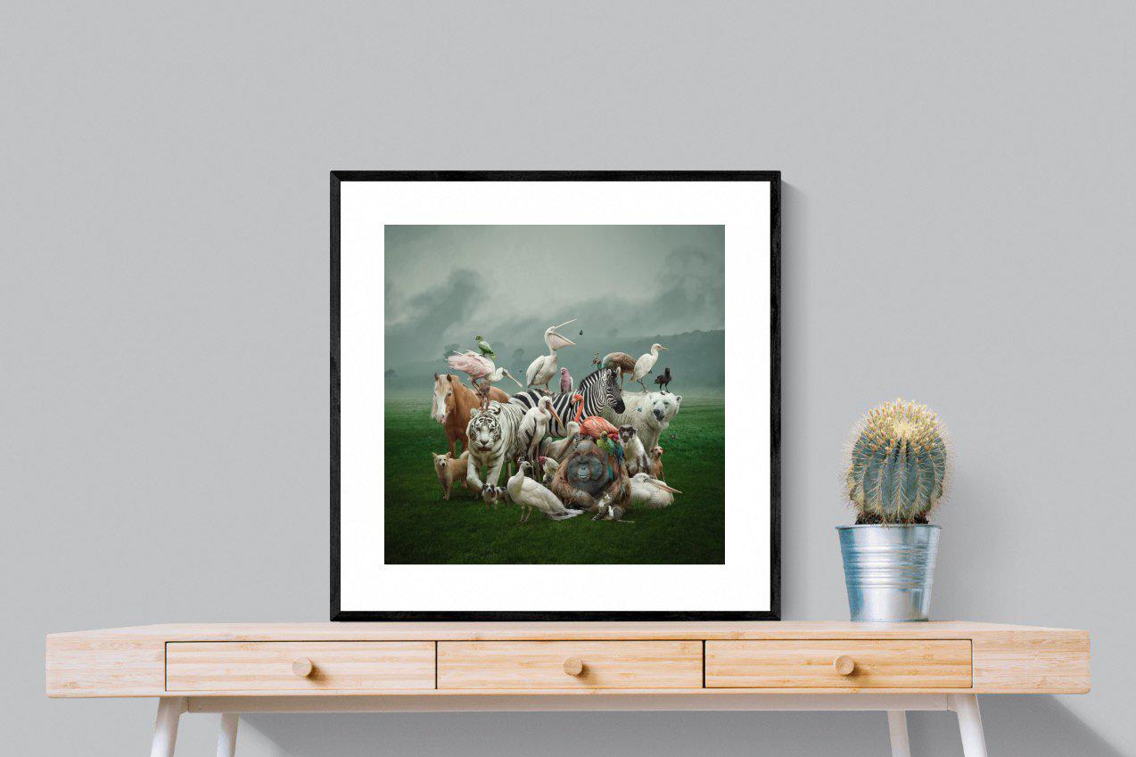 Animal Kingdom-Wall_Art-80 x 80cm-Framed Print-Black-Pixalot