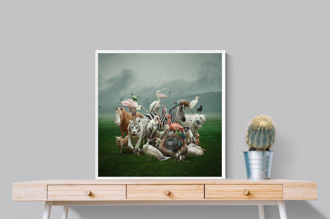 Animal Kingdom-Wall_Art-80 x 80cm-Mounted Canvas-White-Pixalot