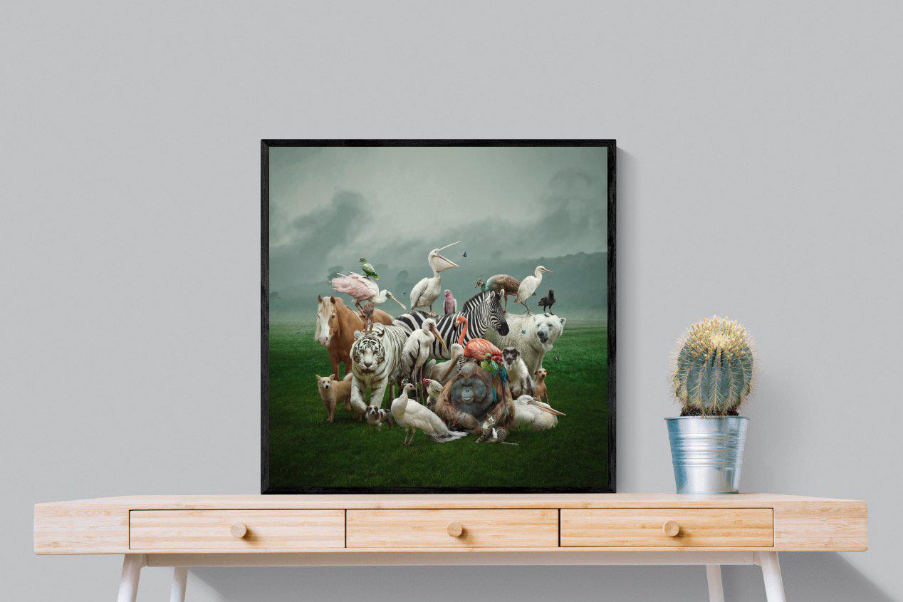 Animal Kingdom-Wall_Art-80 x 80cm-Mounted Canvas-Black-Pixalot