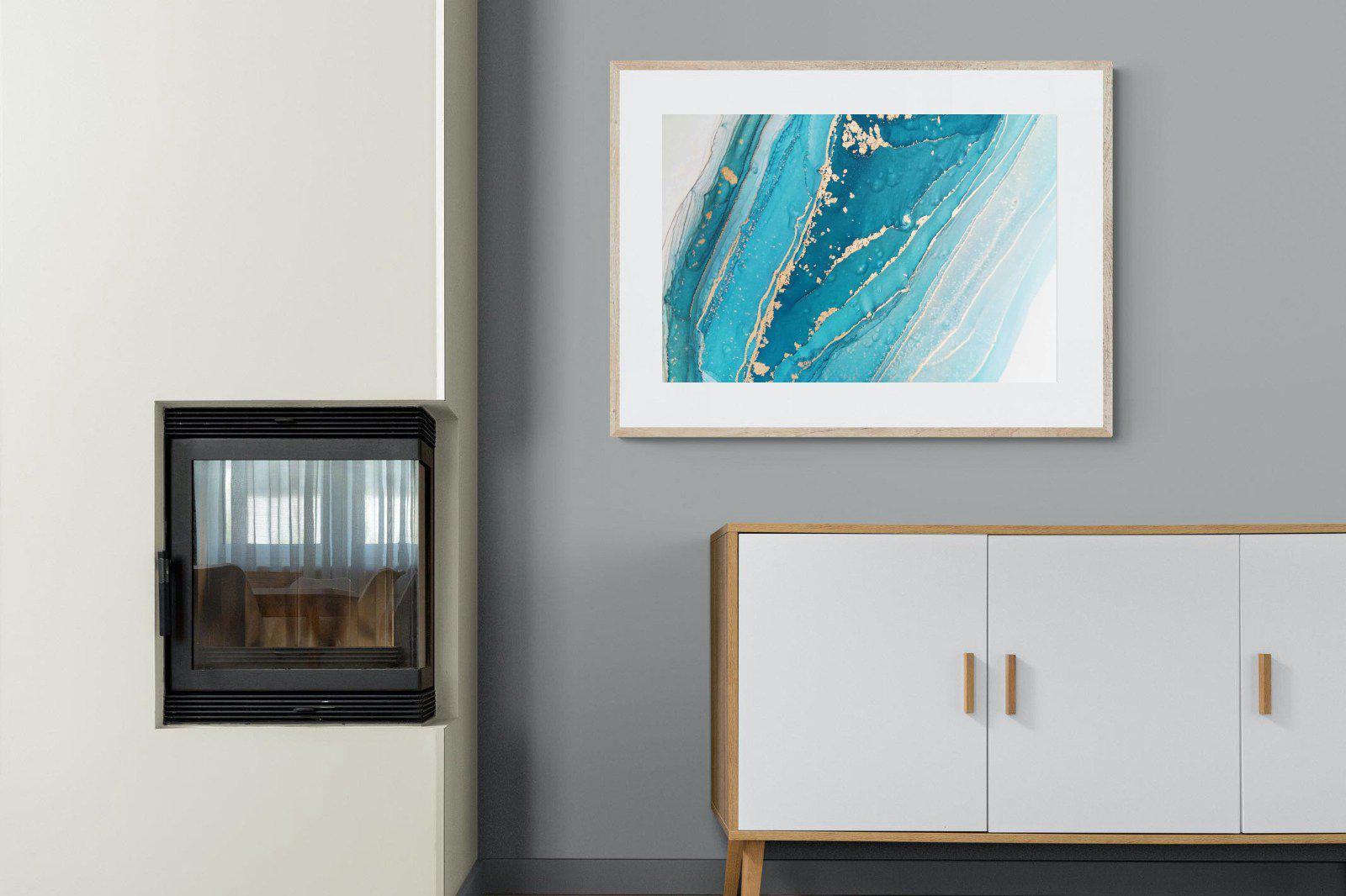 Aqua Abstract-Wall_Art-100 x 75cm-Framed Print-Wood-Pixalot