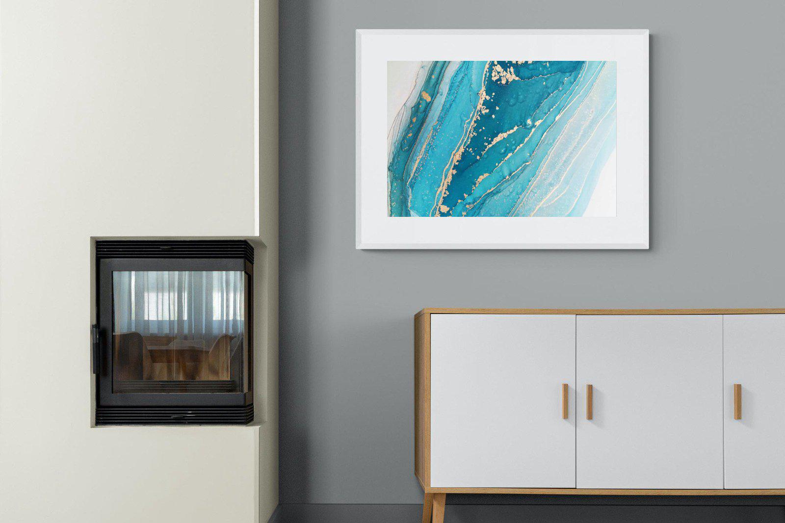 Aqua Abstract-Wall_Art-100 x 75cm-Framed Print-White-Pixalot