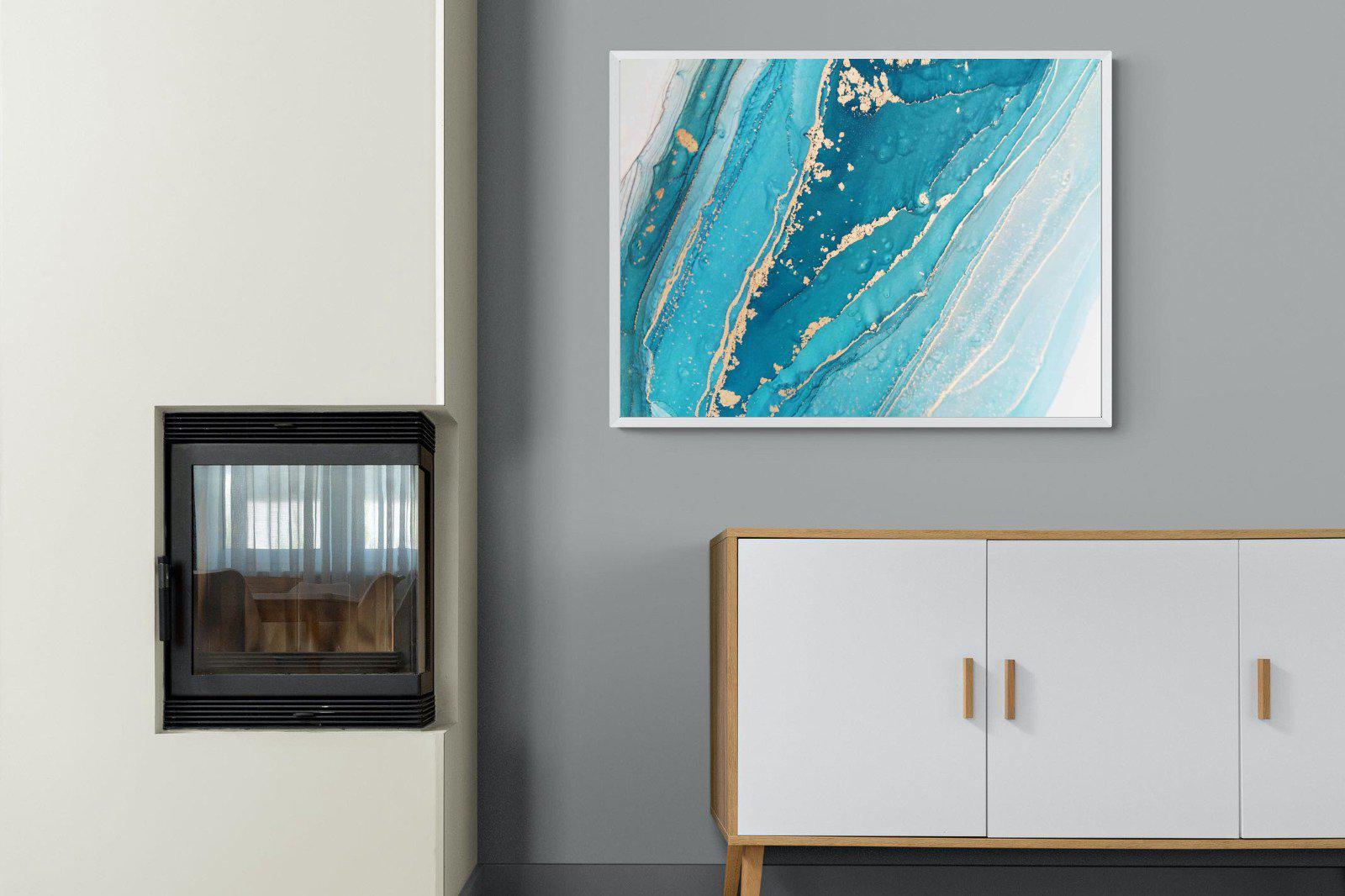 Aqua Abstract-Wall_Art-100 x 75cm-Mounted Canvas-White-Pixalot