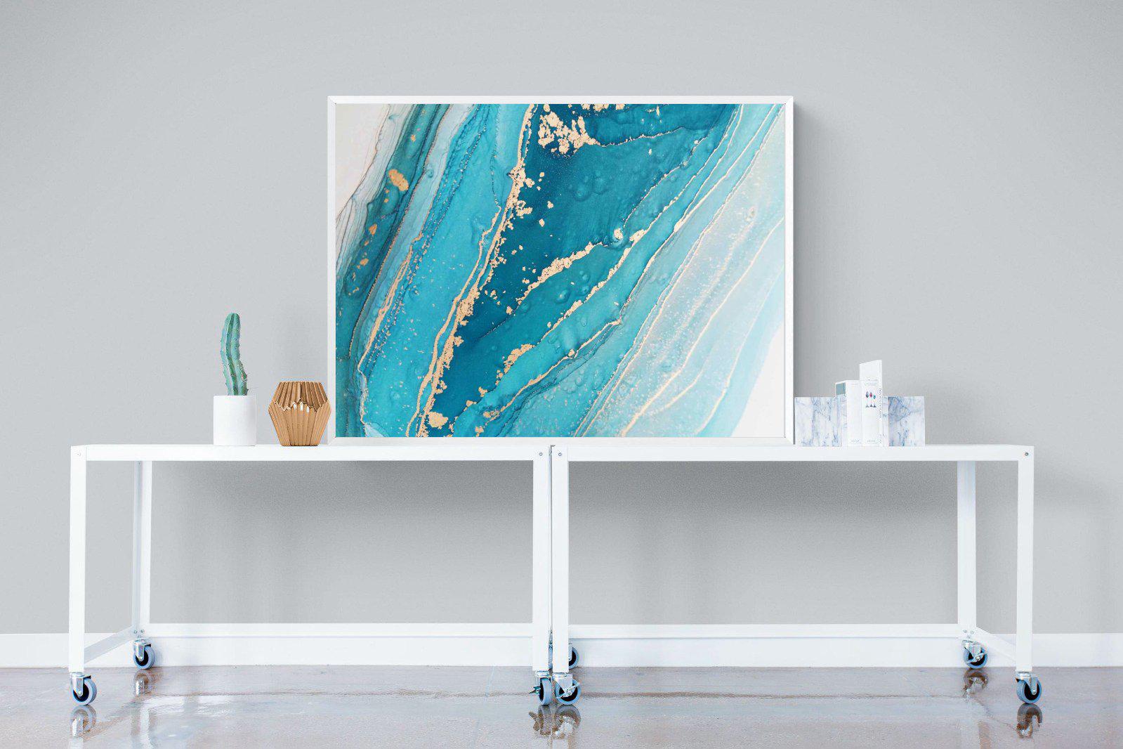 Aqua Abstract-Wall_Art-120 x 90cm-Mounted Canvas-White-Pixalot