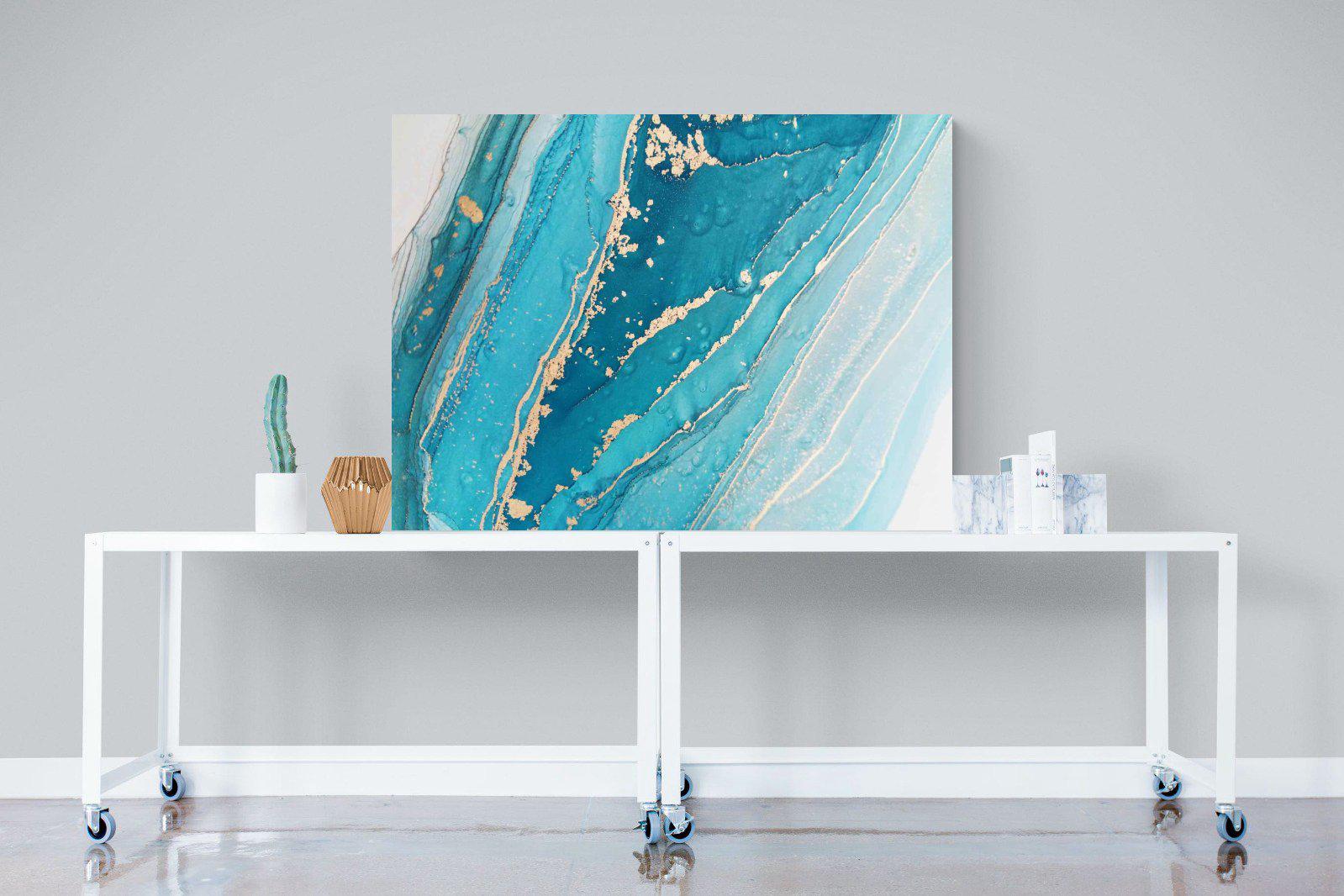 Aqua Abstract-Wall_Art-120 x 90cm-Mounted Canvas-No Frame-Pixalot