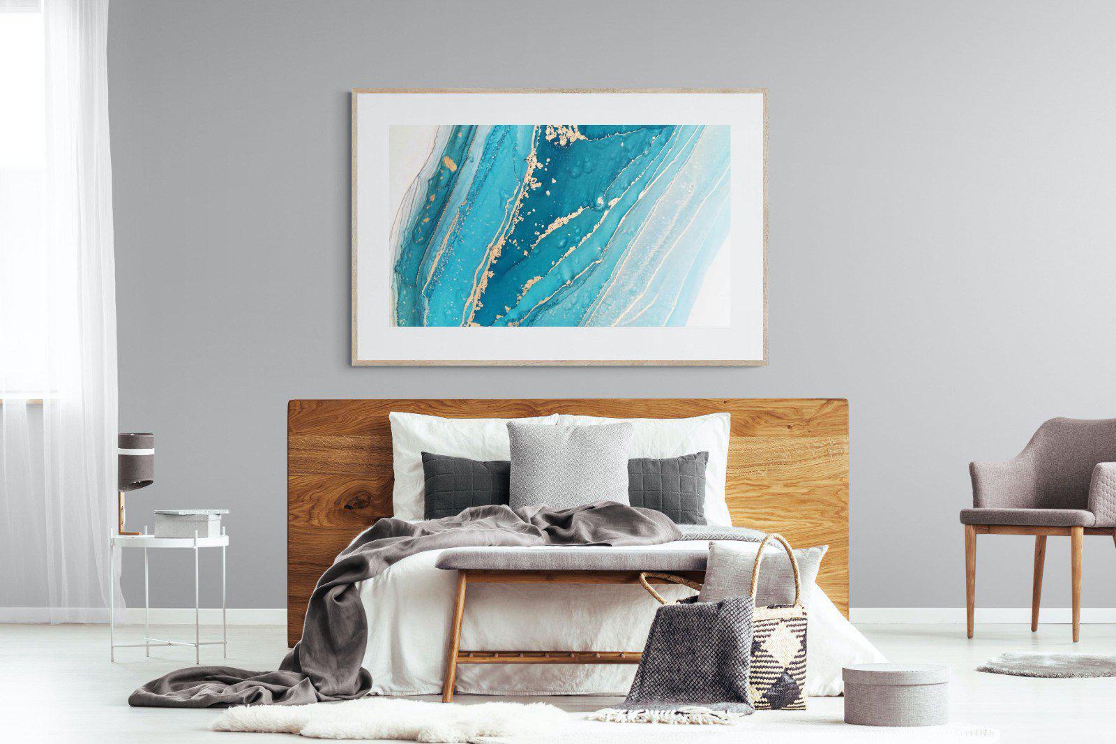 Aqua Abstract-Wall_Art-150 x 100cm-Framed Print-Wood-Pixalot