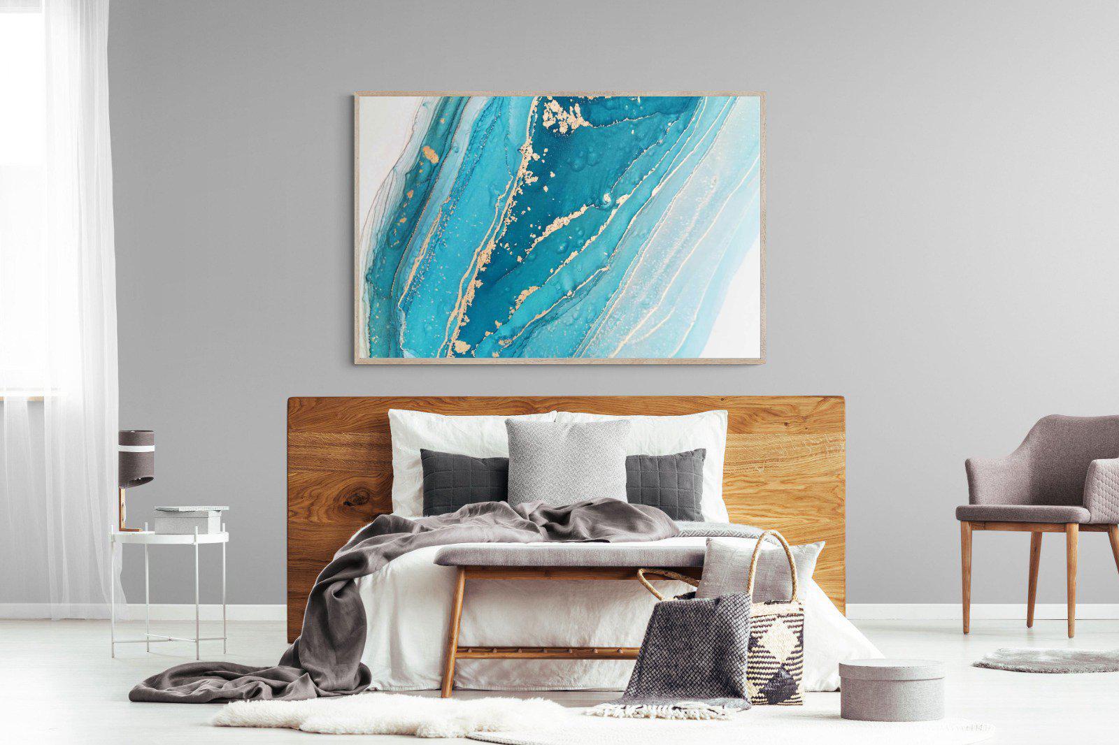 Aqua Abstract-Wall_Art-150 x 100cm-Mounted Canvas-Wood-Pixalot