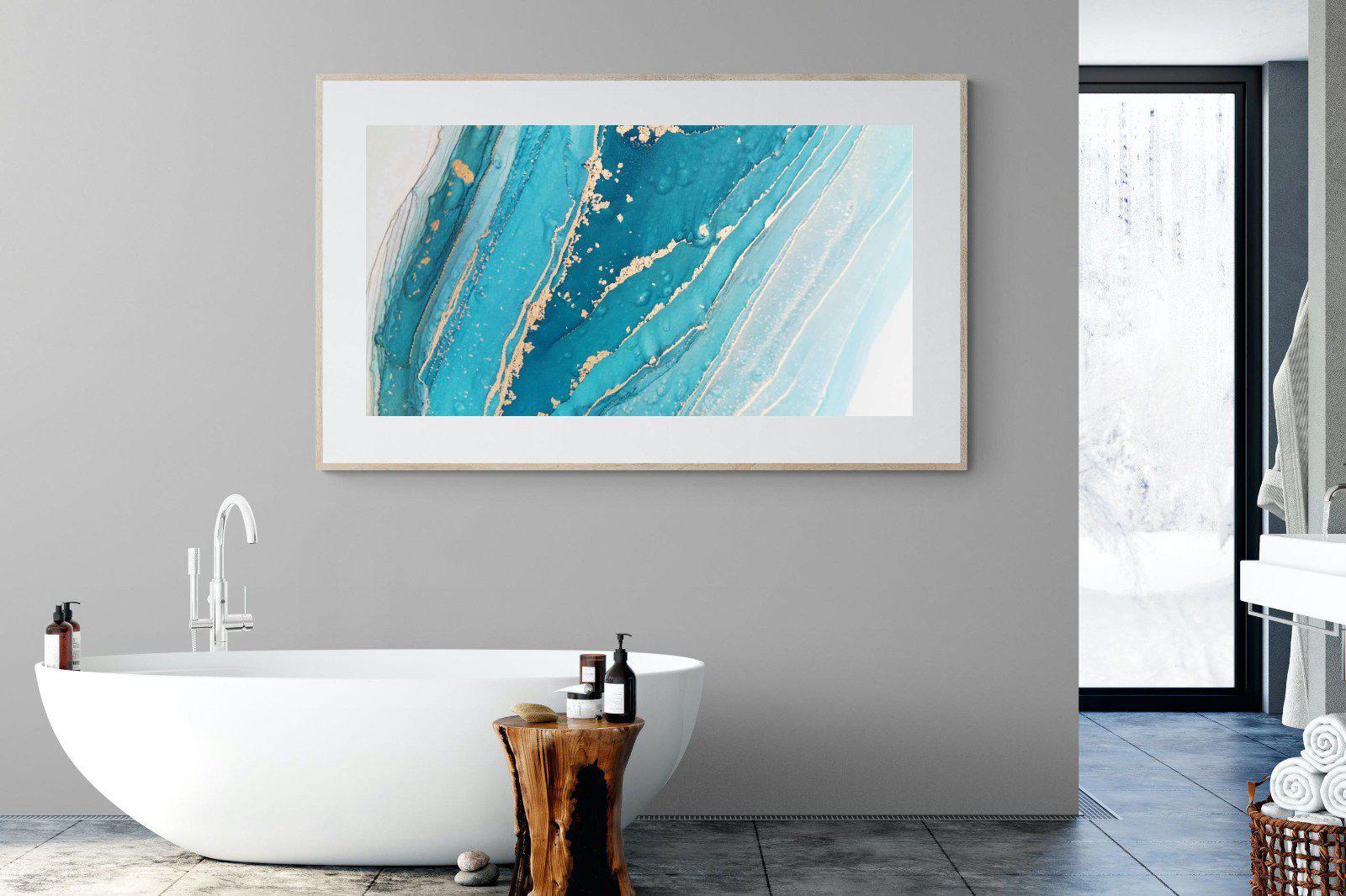 Aqua Abstract-Wall_Art-180 x 110cm-Framed Print-Wood-Pixalot