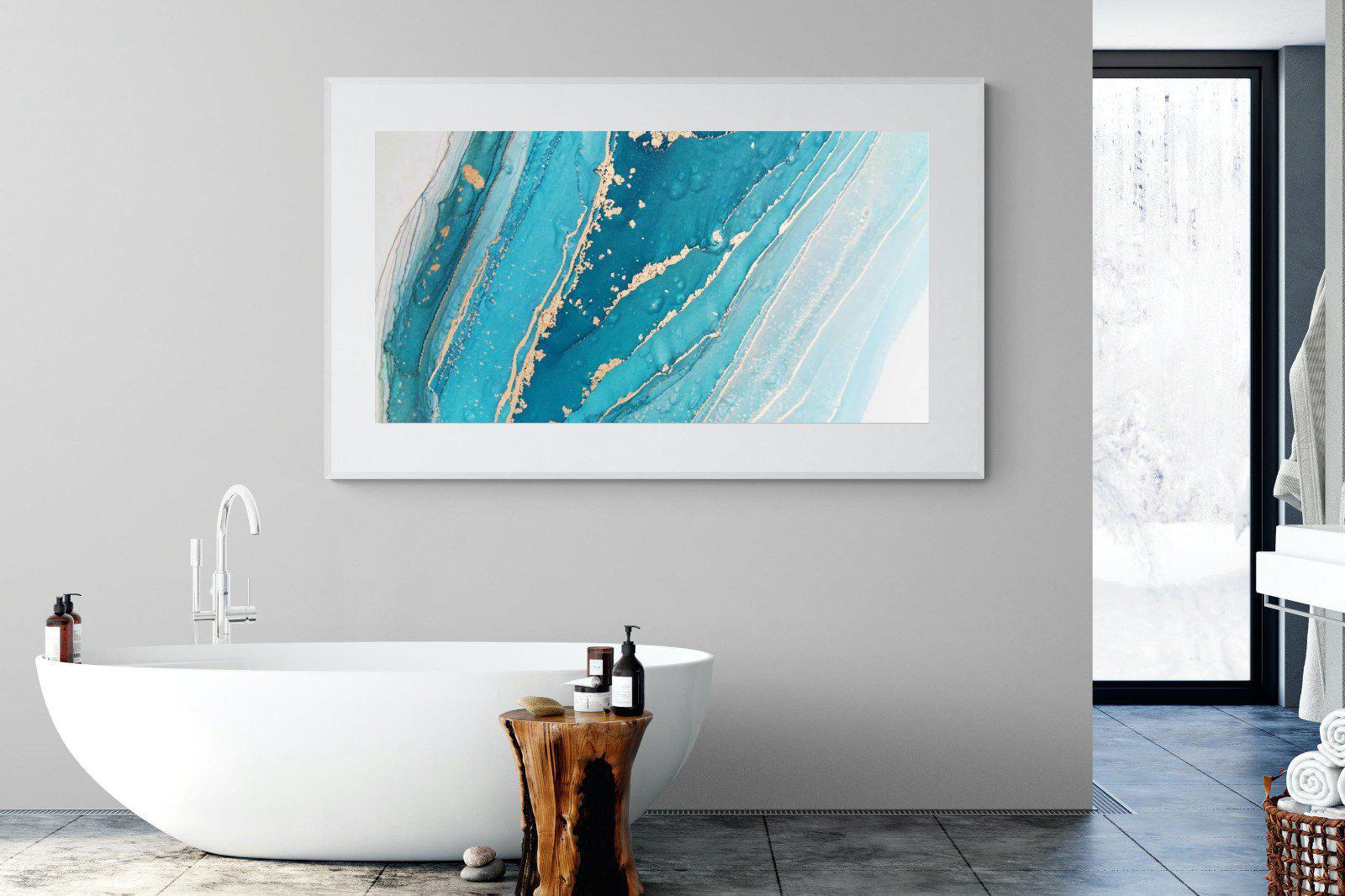 Aqua Abstract-Wall_Art-180 x 110cm-Framed Print-White-Pixalot