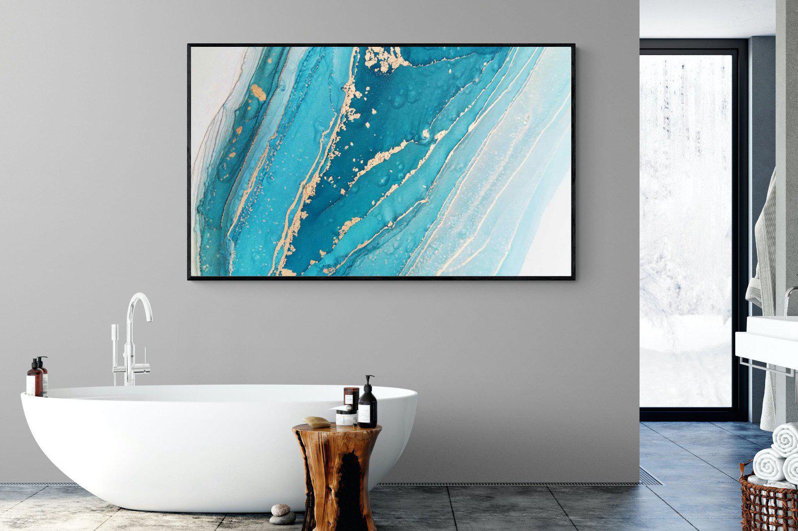 Aqua Abstract-Wall_Art-180 x 110cm-Mounted Canvas-Black-Pixalot