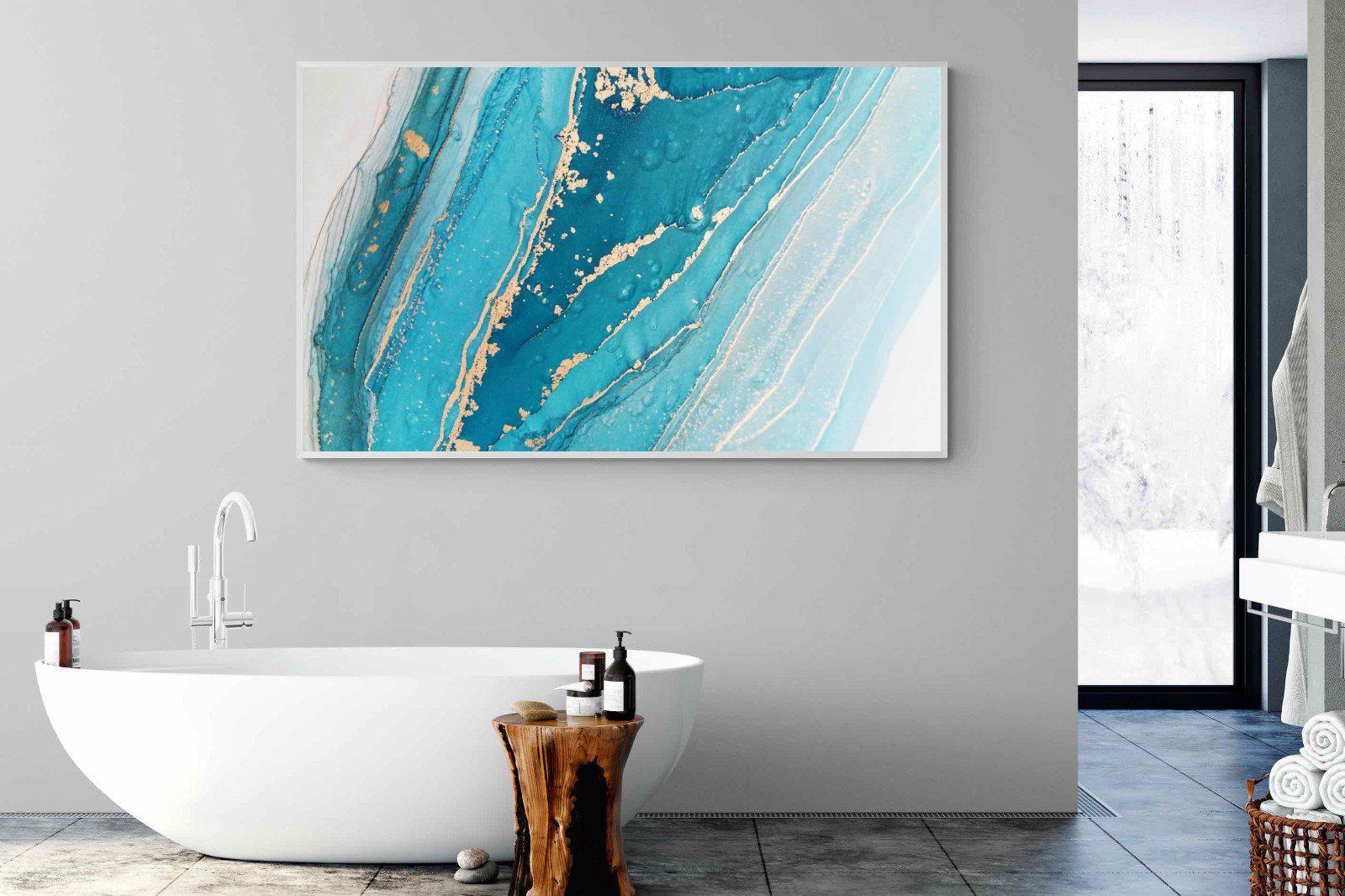 Aqua Abstract-Wall_Art-180 x 110cm-Mounted Canvas-White-Pixalot