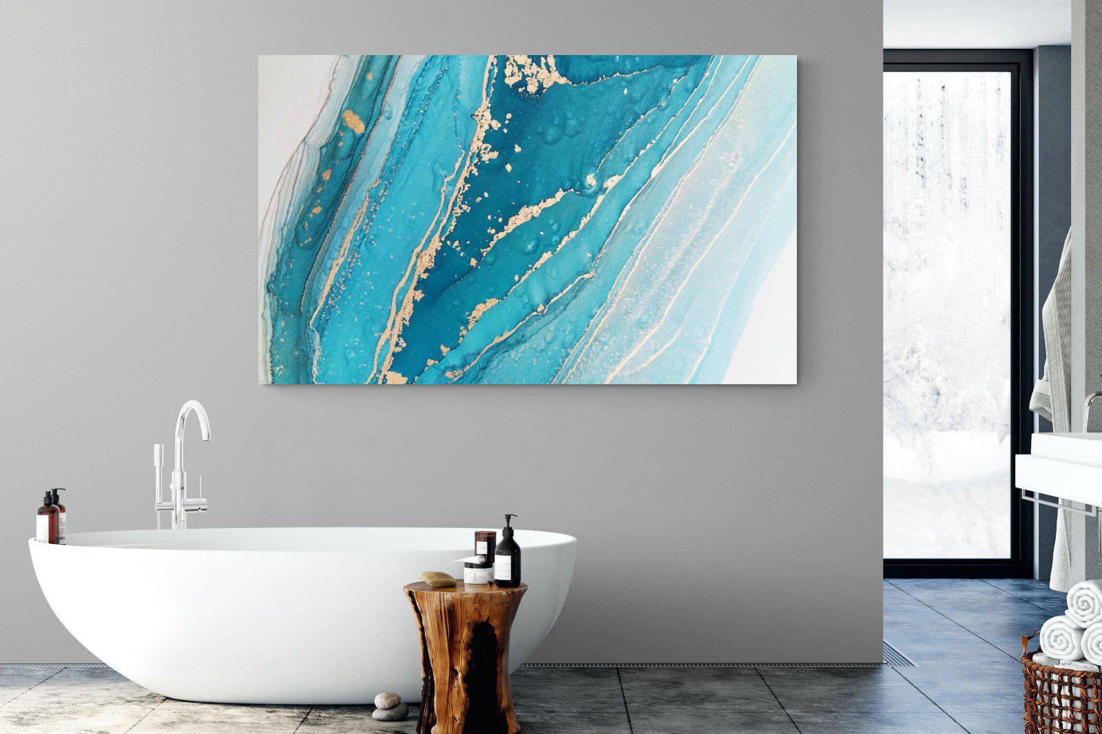 Aqua Abstract-Wall_Art-180 x 110cm-Mounted Canvas-No Frame-Pixalot