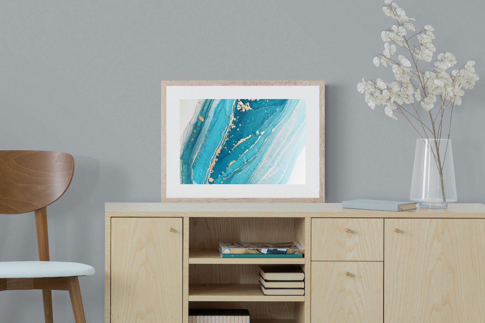Aqua Abstract-Wall_Art-60 x 45cm-Framed Print-Wood-Pixalot