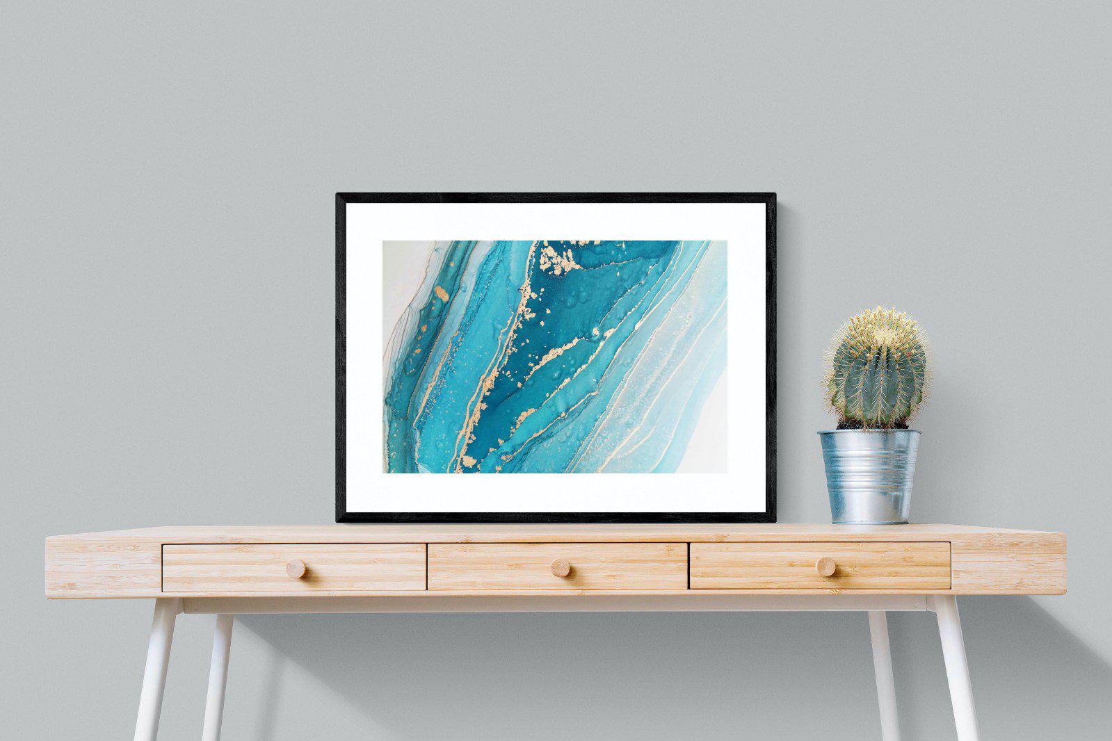 Aqua Abstract-Wall_Art-80 x 60cm-Framed Print-Black-Pixalot