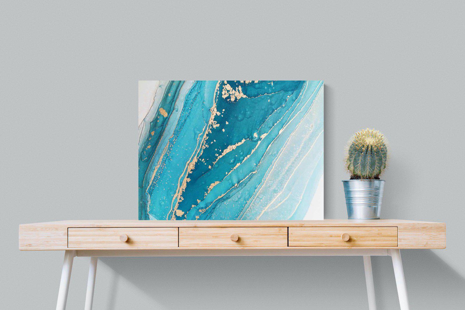 Aqua Abstract-Wall_Art-80 x 60cm-Mounted Canvas-No Frame-Pixalot