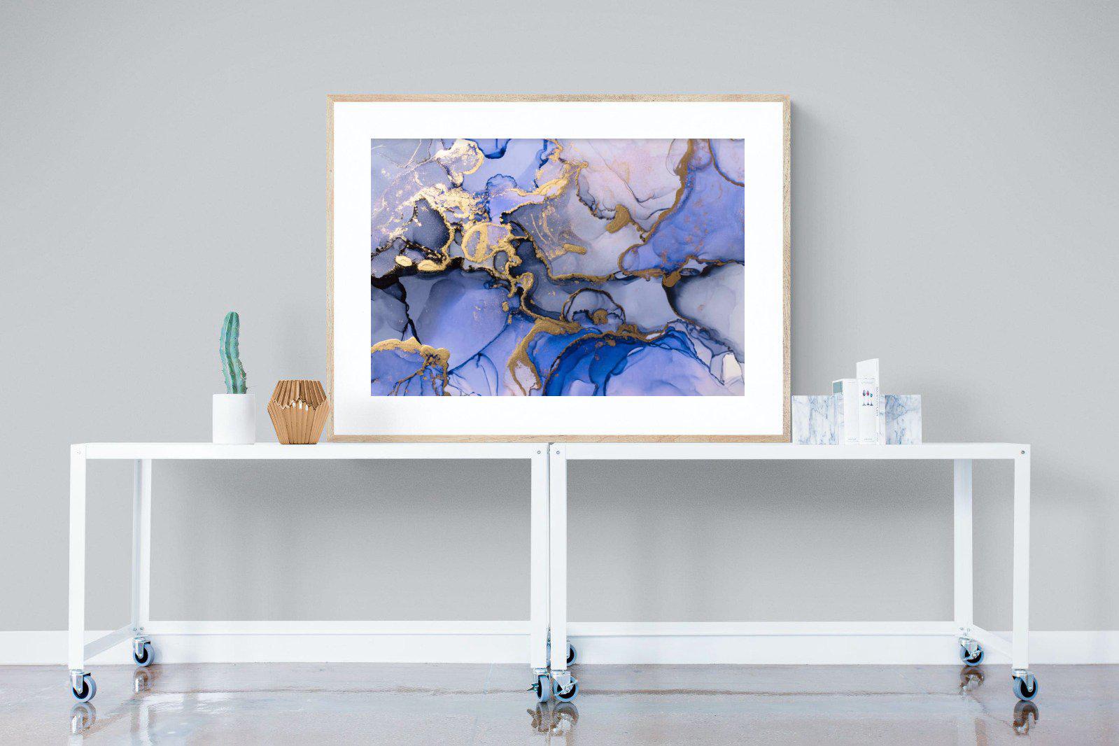 Aqua Gold-Wall_Art-120 x 90cm-Framed Print-Wood-Pixalot