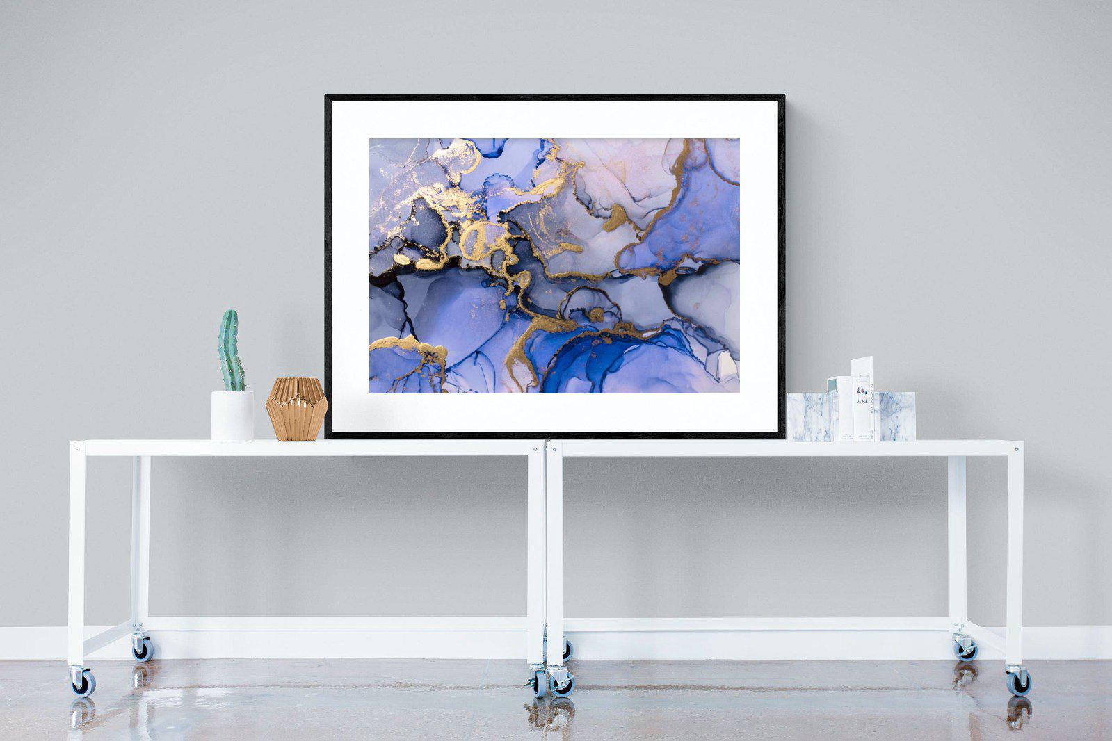 Aqua Gold-Wall_Art-120 x 90cm-Framed Print-Black-Pixalot