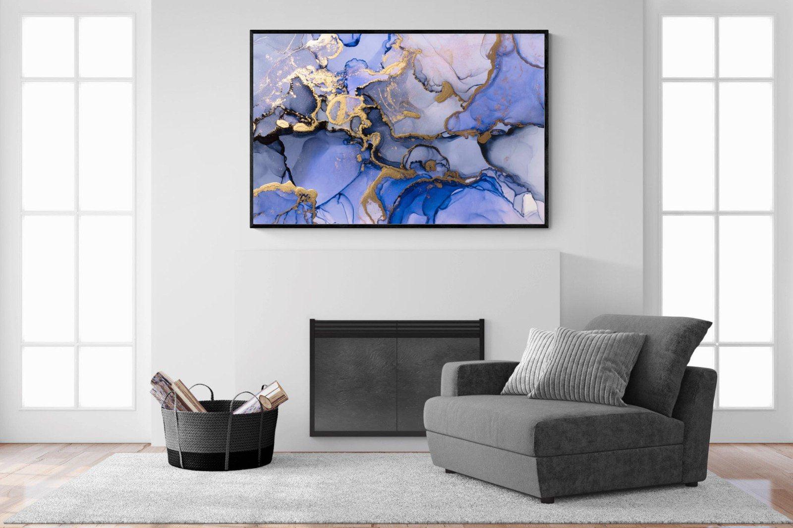 Aqua Gold-Wall_Art-150 x 100cm-Mounted Canvas-Black-Pixalot