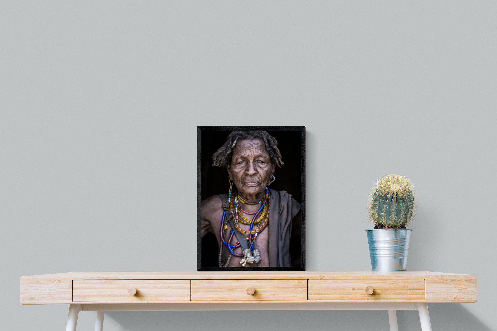 Arbore Tribe-Wall_Art-45 x 60cm-Mounted Canvas-Black-Pixalot