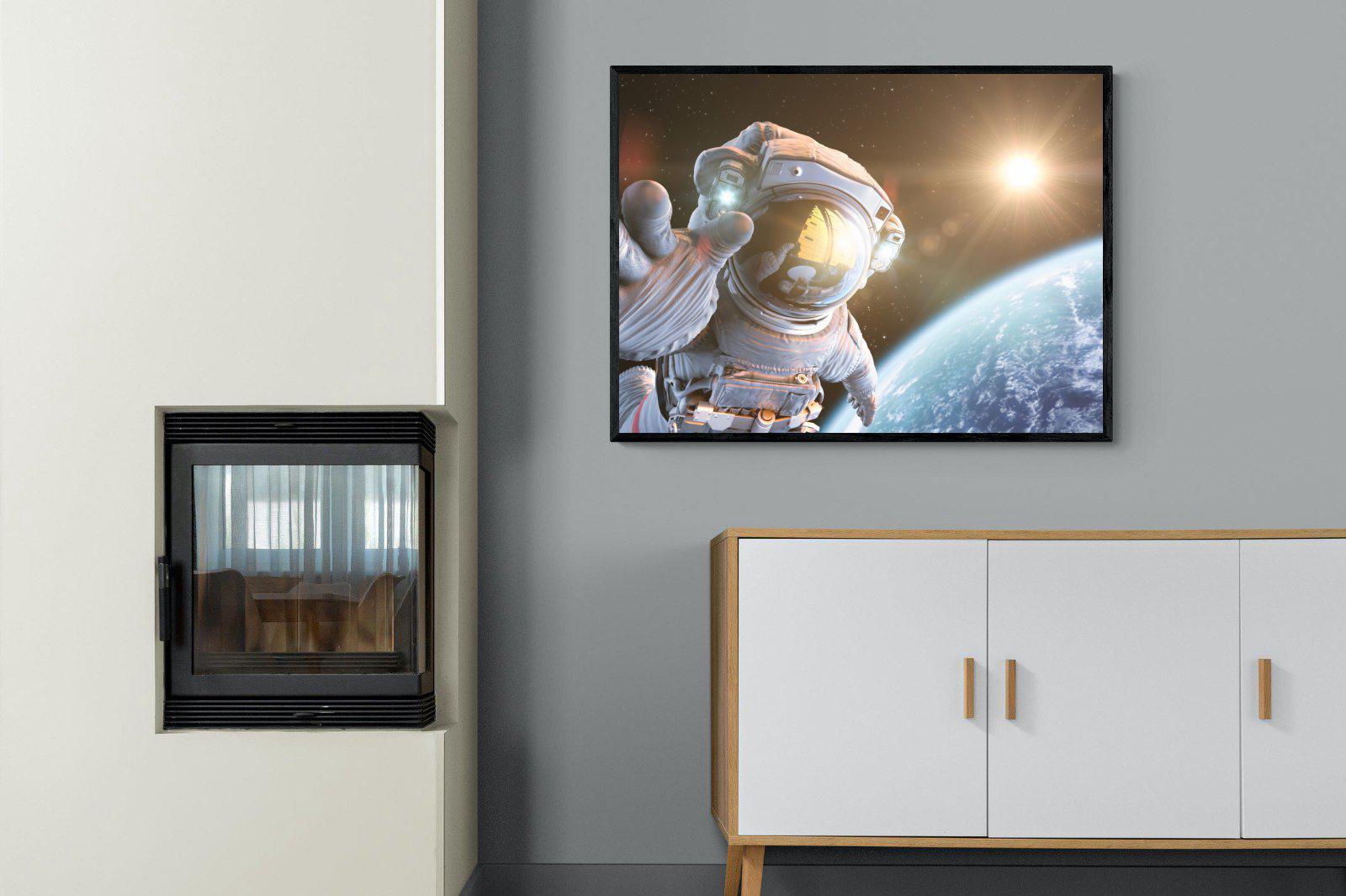 Astronaut-Wall_Art-100 x 75cm-Mounted Canvas-Black-Pixalot