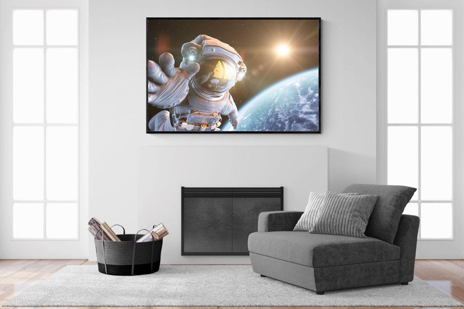 Astronaut-Wall_Art-150 x 100cm-Mounted Canvas-Black-Pixalot