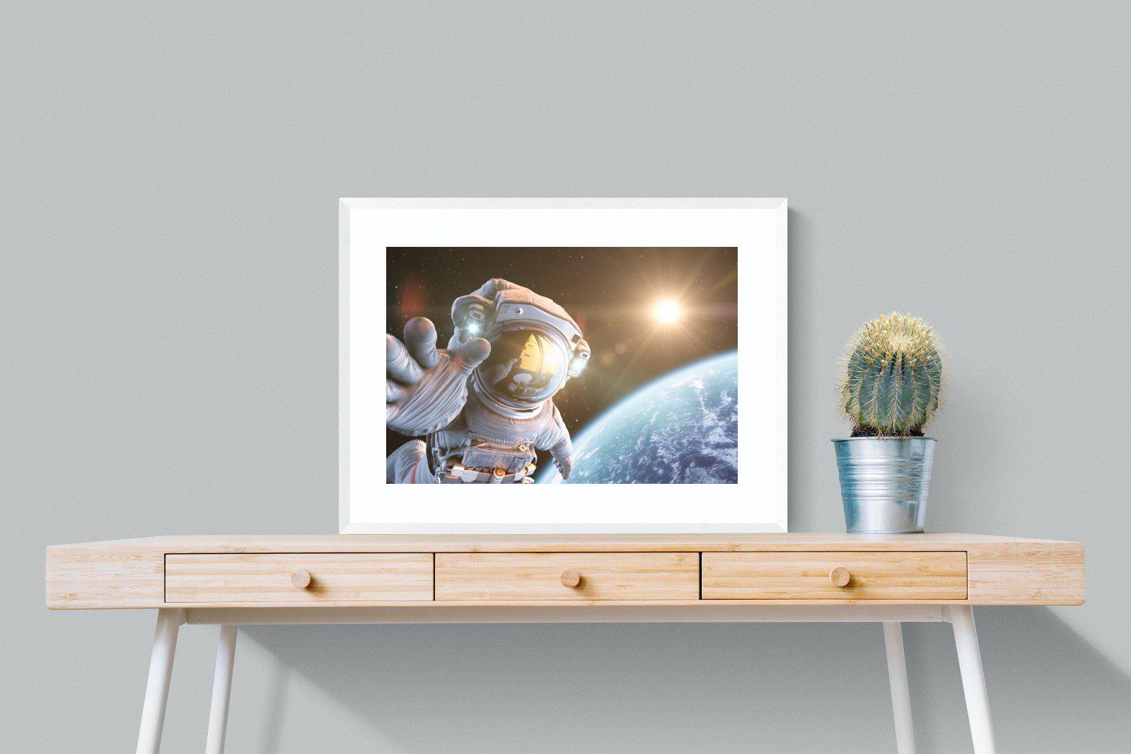 Astronaut-Wall_Art-80 x 60cm-Framed Print-White-Pixalot