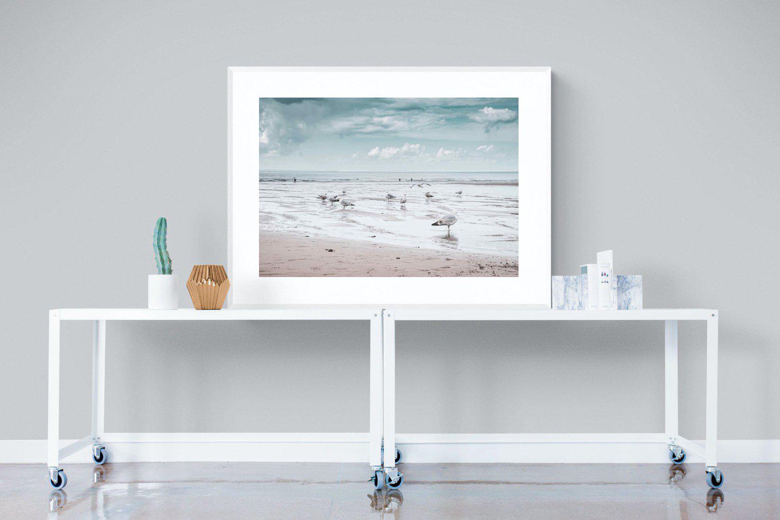 Atlantic Beach-Wall_Art-120 x 90cm-Framed Print-White-Pixalot