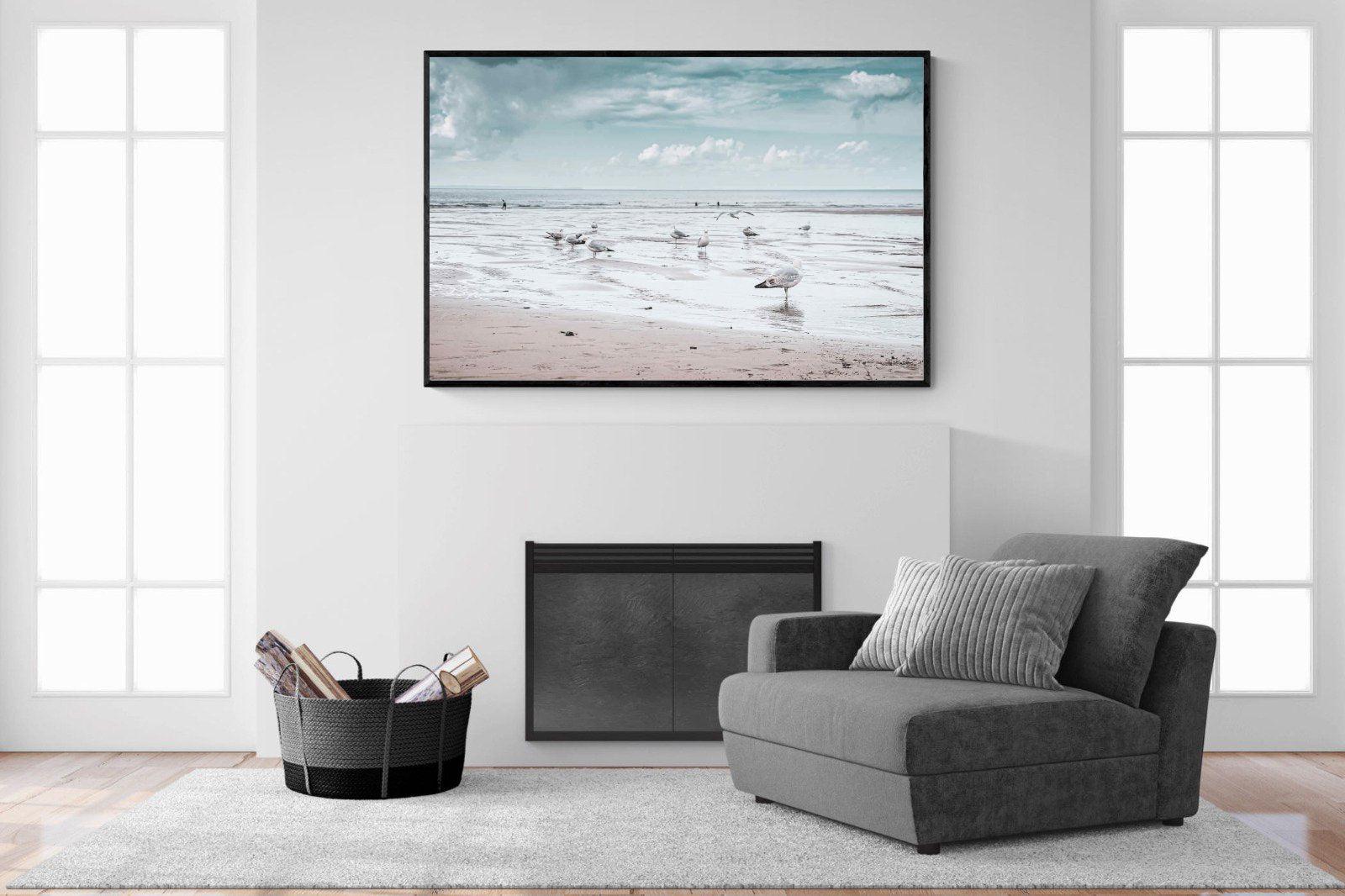 Atlantic Beach-Wall_Art-150 x 100cm-Mounted Canvas-Black-Pixalot