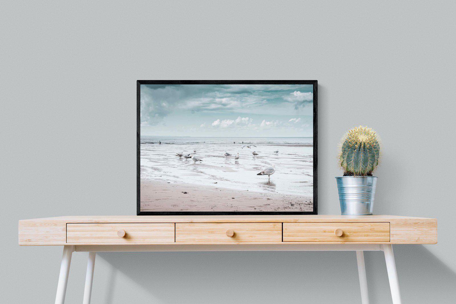 Atlantic Beach-Wall_Art-80 x 60cm-Mounted Canvas-Black-Pixalot