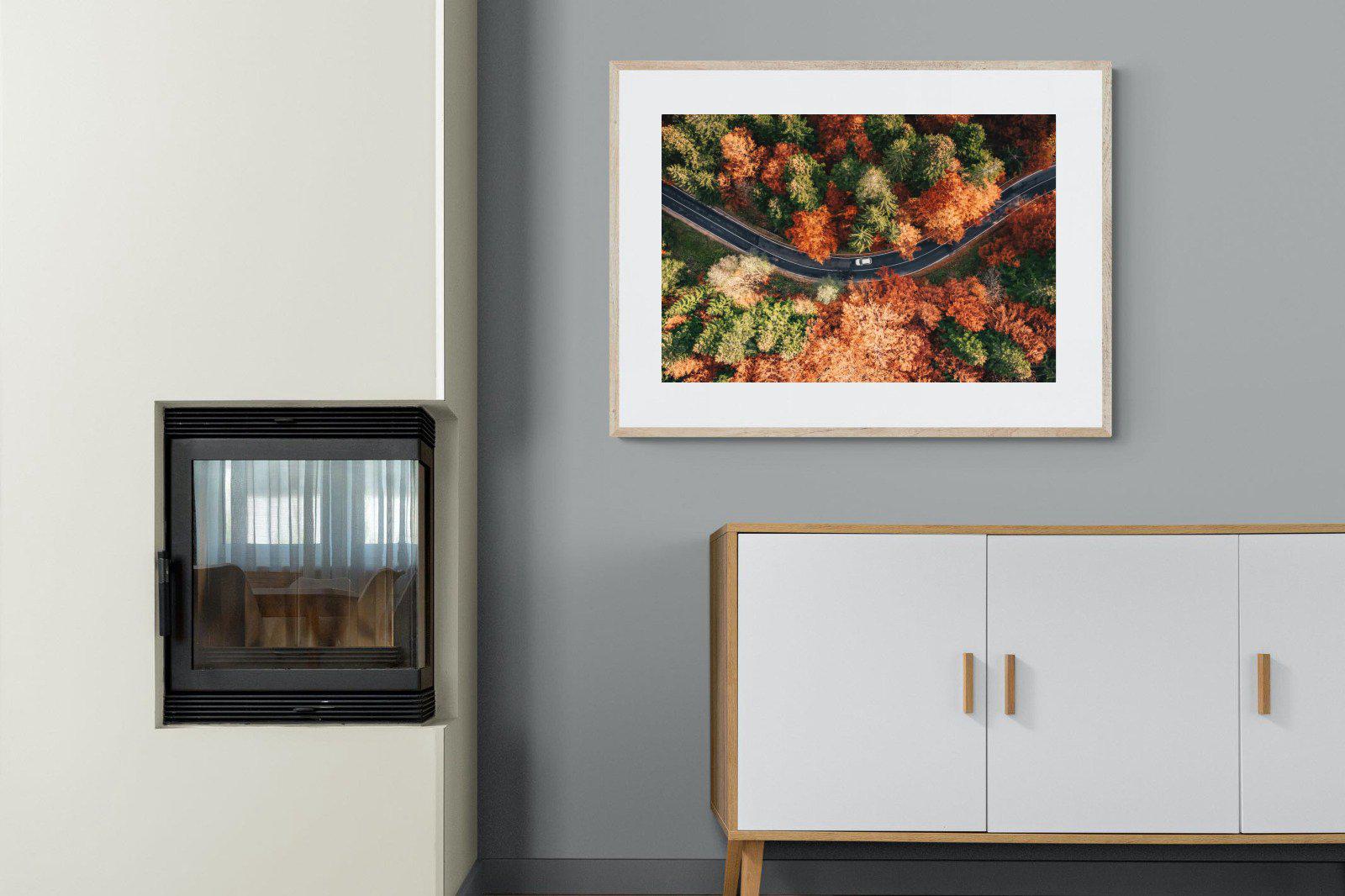 Autumn Drive-Wall_Art-100 x 75cm-Framed Print-Wood-Pixalot