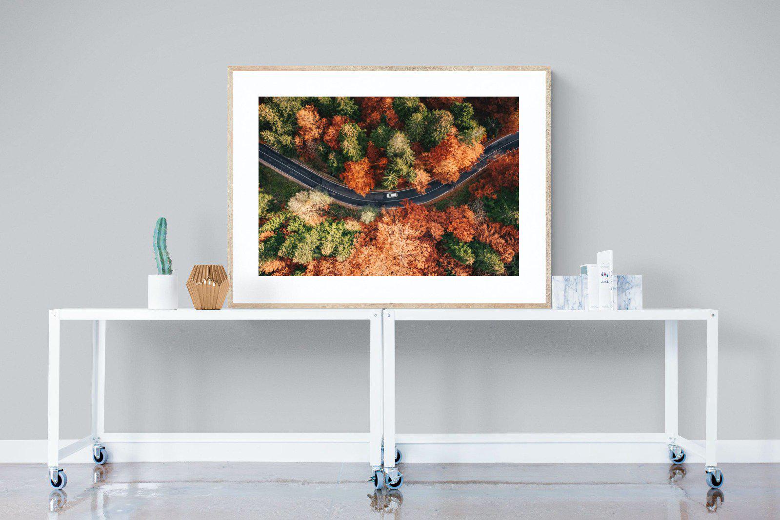 Autumn Drive-Wall_Art-120 x 90cm-Framed Print-Wood-Pixalot